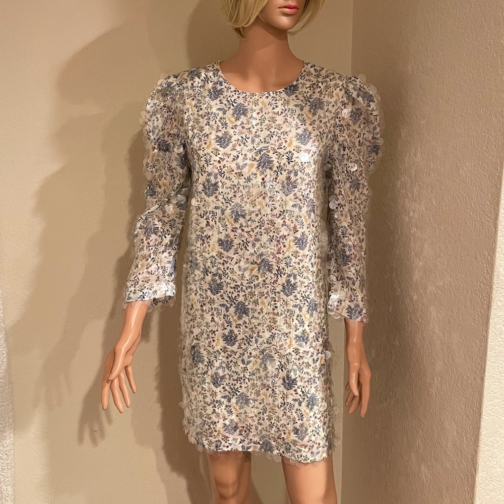 English Factory: Ivory Floral Sequin Dress